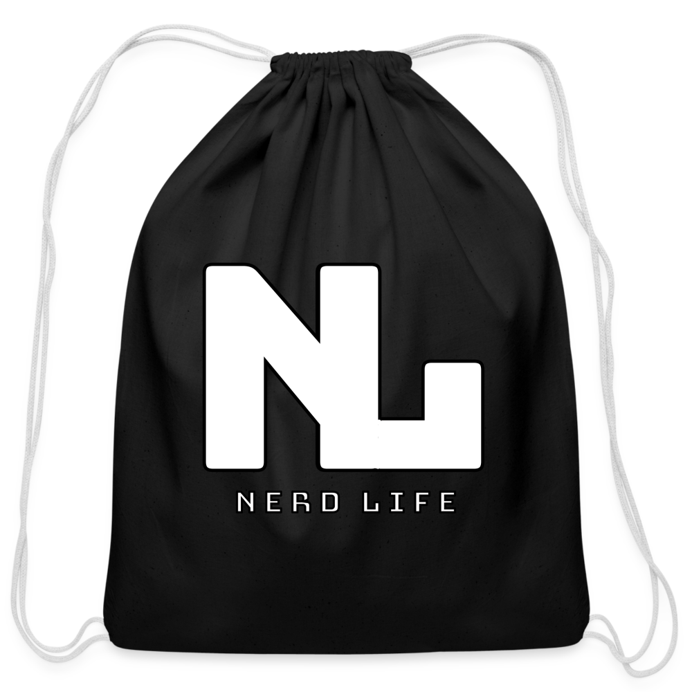 Nerd Life Graphic Cotton Drawstring Bag - black