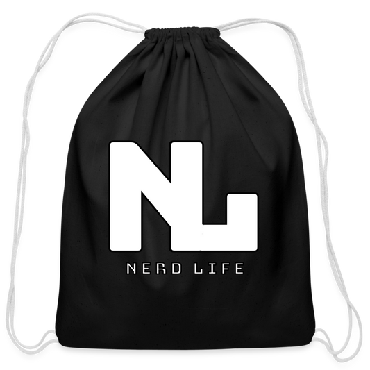 Nerd Life Graphic Cotton Drawstring Bag - black