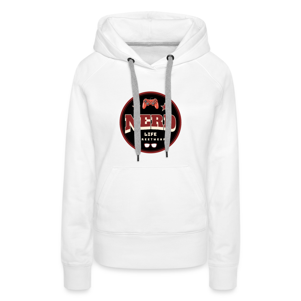 Nerd Life Circle Graphic Women’s Premium Hoodie - white