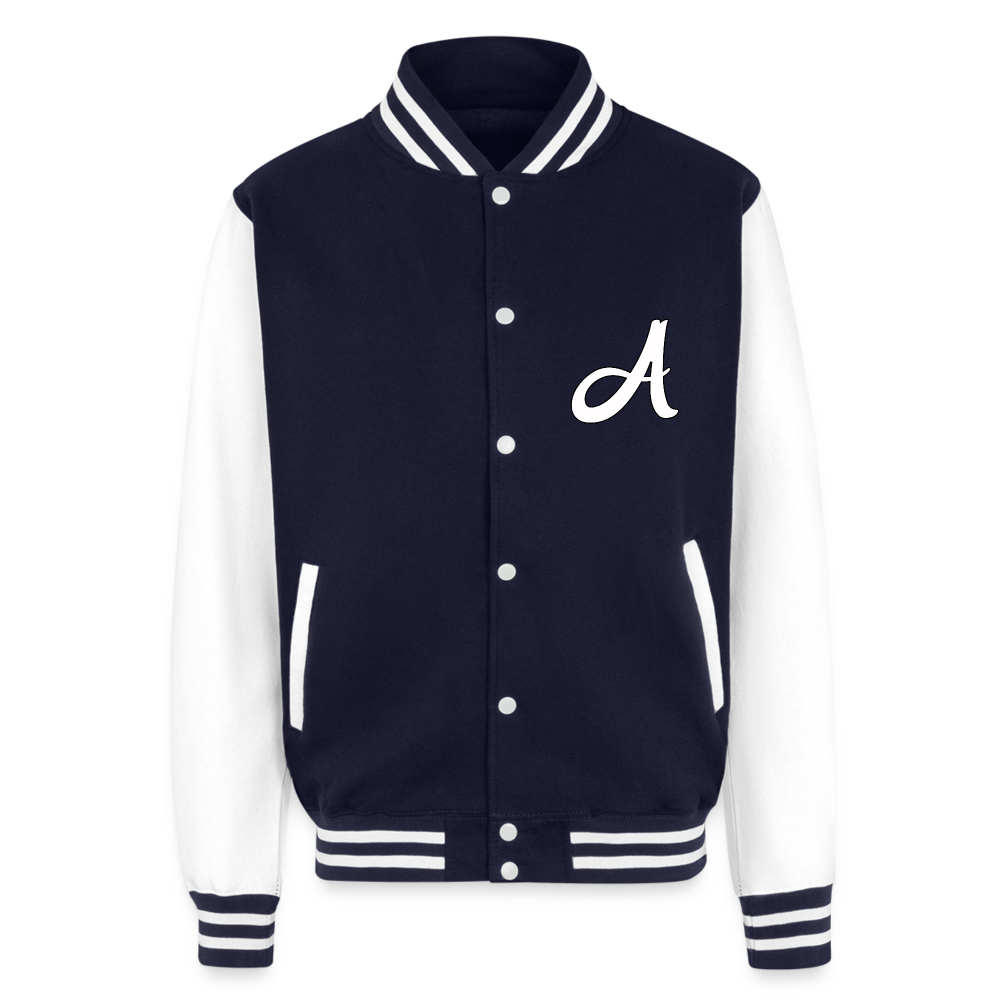 ATL Nerd Life Just Hoods Heavyweight Letterman Jacket - navy/white