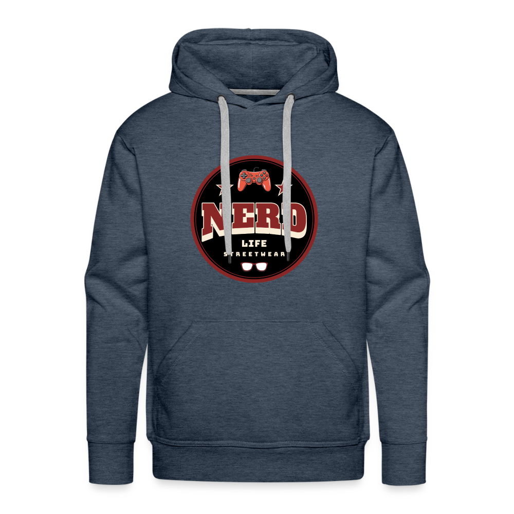 Nerd Life Circle Graphic Men’s Premium Hoodie - heather denim