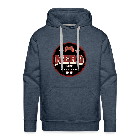 Nerd Life Circle Graphic Men’s Premium Hoodie - heather denim