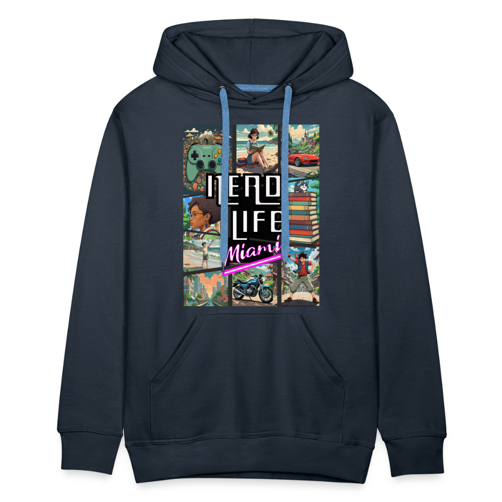 Nerd Life Miami Graphic Men’s Premium Hoodie - navy