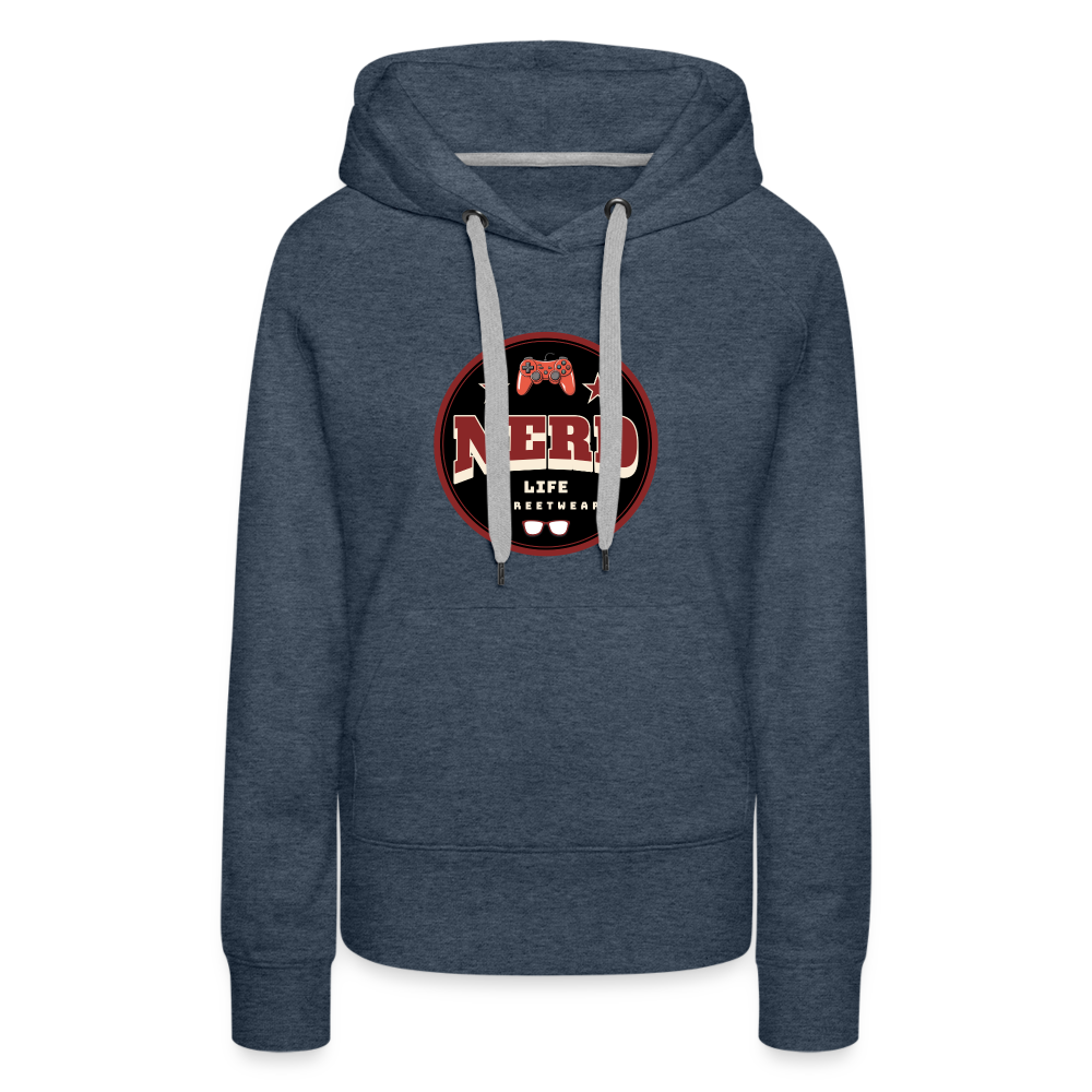 Nerd Life Circle Graphic Women’s Premium Hoodie - heather denim