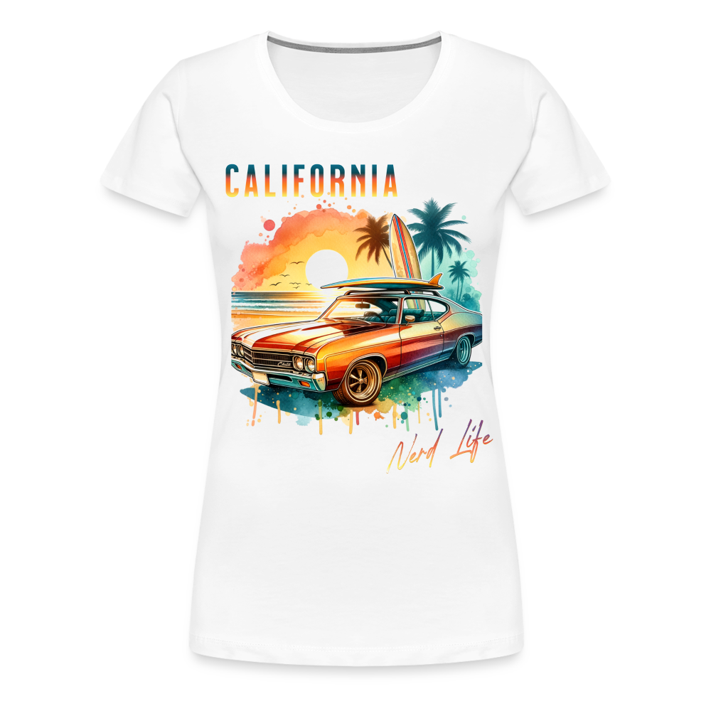 California Nerd Life Sunset Graphic Women’s Premium T-Shirt - white