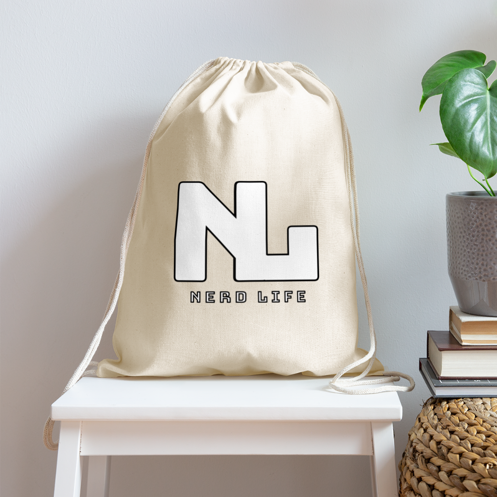 Nerd Life Graphic Cotton Drawstring Bag - natural