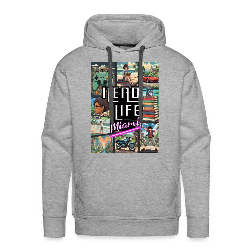 Nerd Life Miami Graphic Men’s Premium Hoodie - heather grey