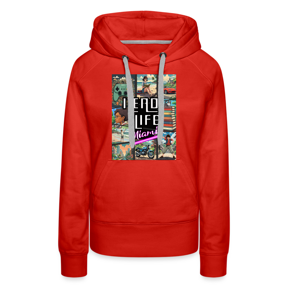 Nerd Life Miami Graphic Women’s Premium Hoodie - red