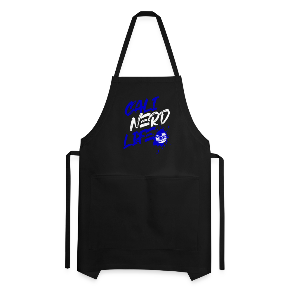 Cali Nerd Life Graphic Adjustable Apron - black