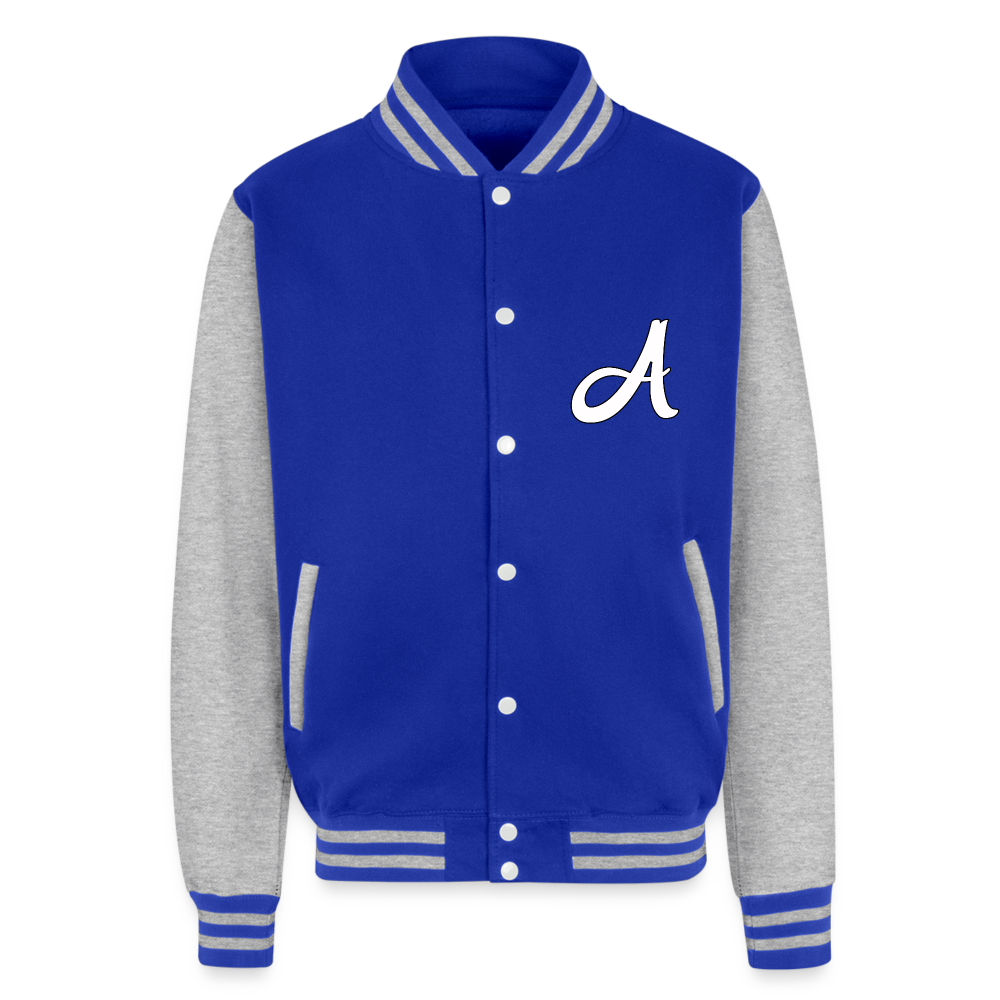 ATL Nerd Life Just Hoods Heavyweight Letterman Jacket - royal/heather grey