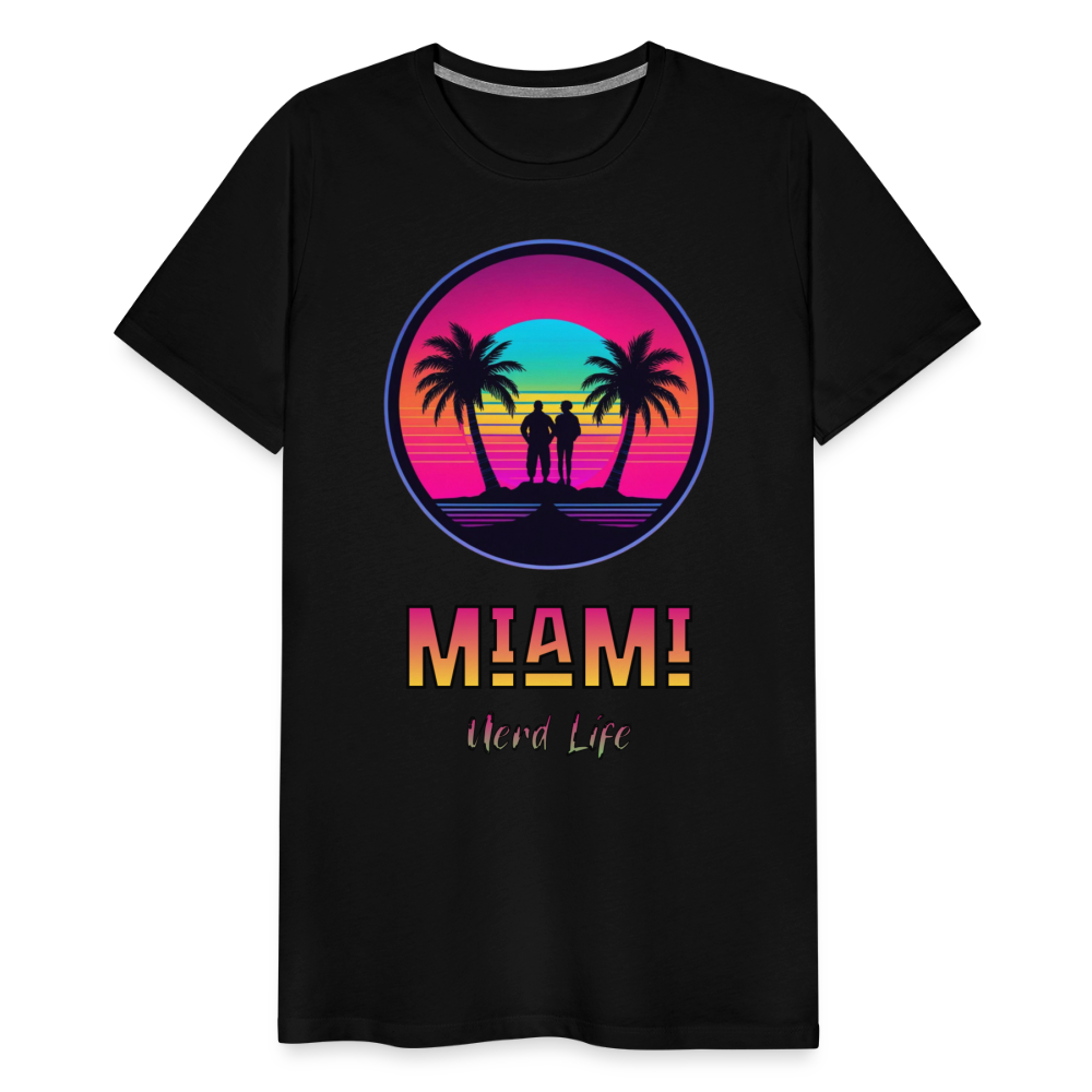 Miami Nerd Life Neon Graphic Men's Premium T-Shirt - black