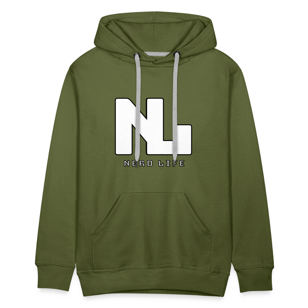 Nerd Life Graphic Men’s Premium Hoodie - olive green