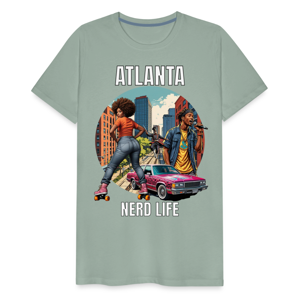 Atlanta Nerd Life Highlights Graphic Men's Premium T-Shirt - steel green