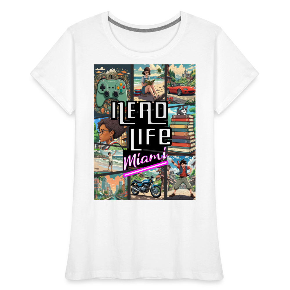 Nerd Life Miami Graphic Women’s Premium Organic T-Shirt - white