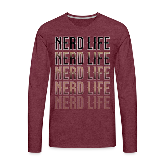 Nerd Life Repeat Fader Men's Premium Long Sleeve T-Shirt - heather burgundy