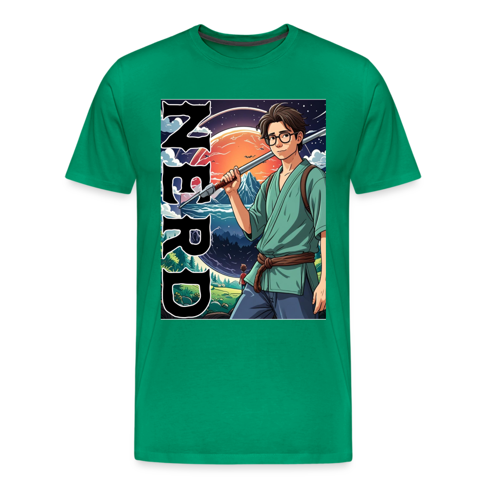 Anime Nerd Graphic Men's Premium T-Shirt - kelly green