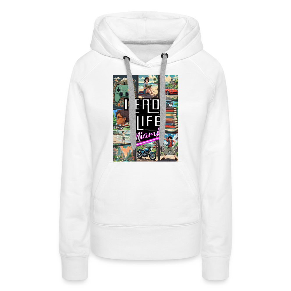 Nerd Life Miami Graphic Women’s Premium Hoodie - white