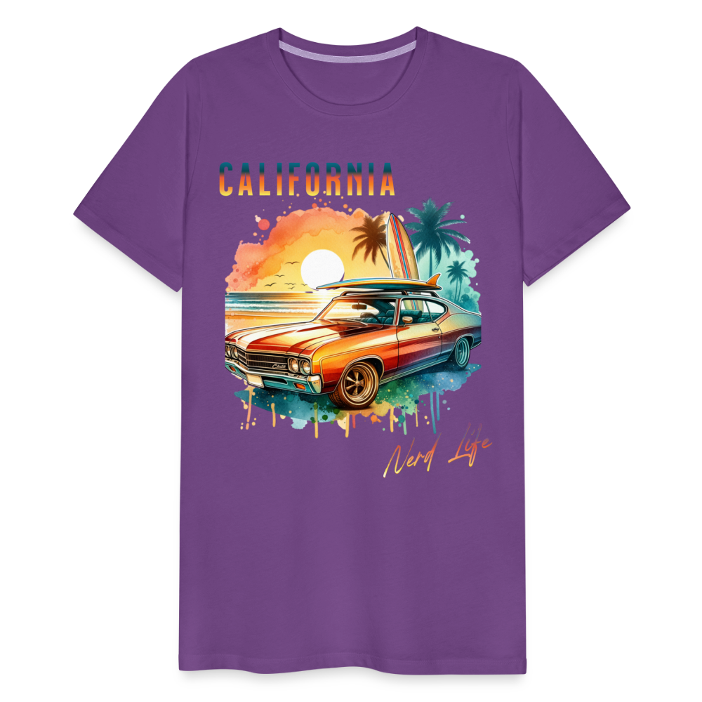 California Nerd Life Sunset Graphic Men's Premium T-Shirt - purple