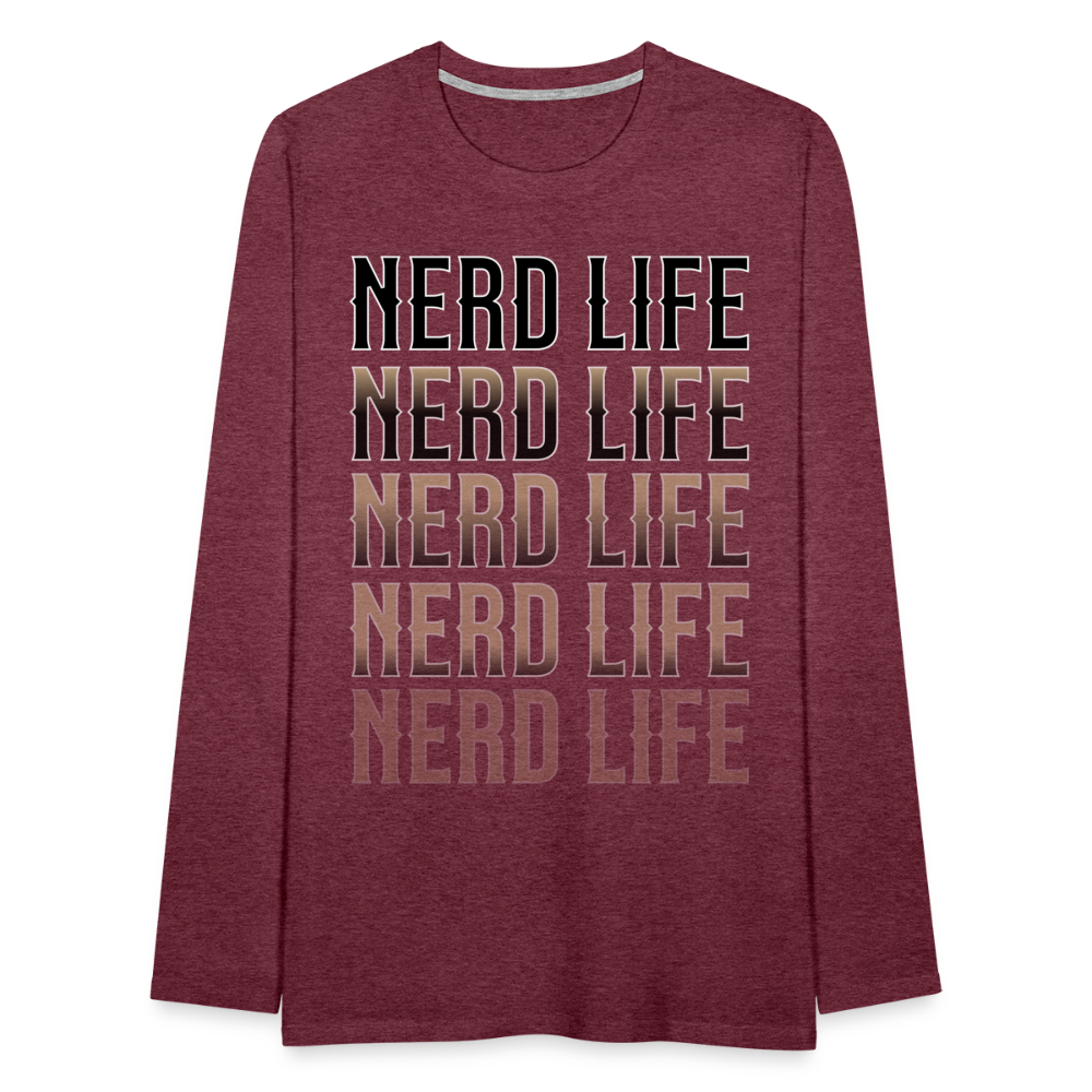 Nerd Life Repeat Fader Men's Premium Long Sleeve T-Shirt - heather burgundy