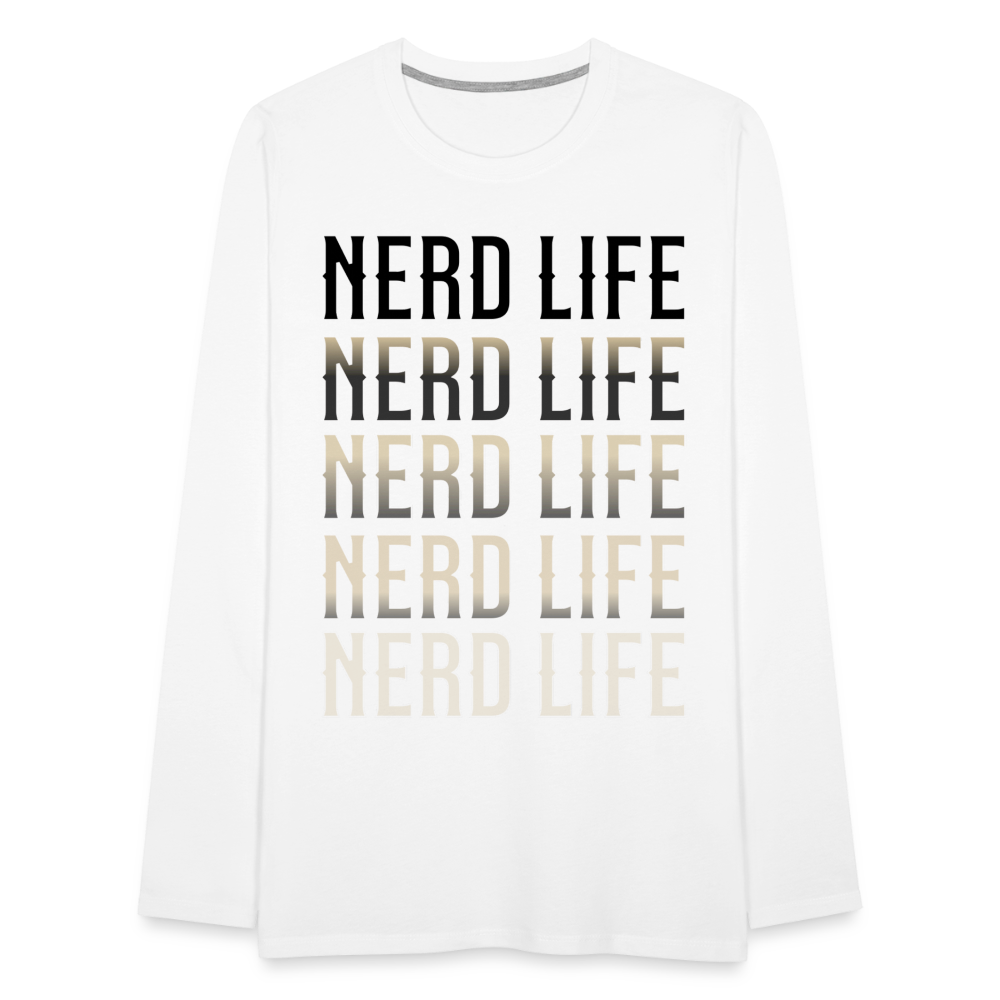 Nerd Life Repeat Fader Men's Premium Long Sleeve T-Shirt - white