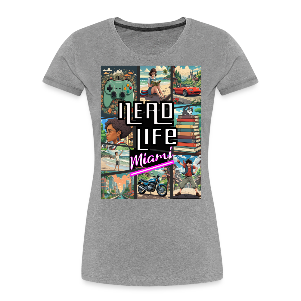 Nerd Life Miami Graphic Women’s Premium Organic T-Shirt - heather gray