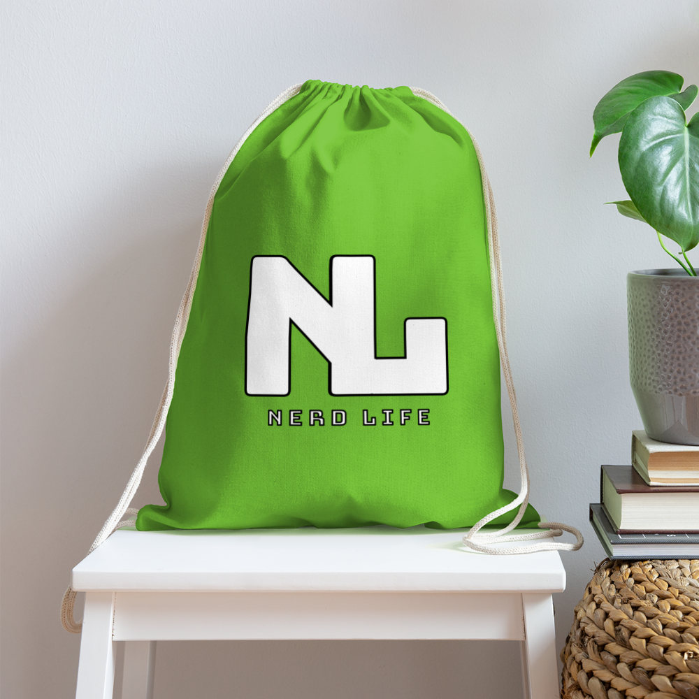 Nerd Life Graphic Cotton Drawstring Bag - clover