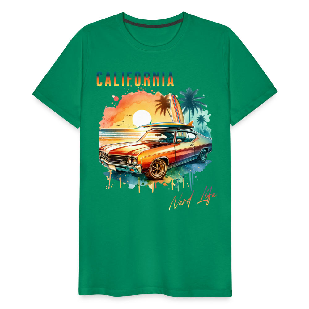 California Nerd Life Sunset Graphic Men's Premium T-Shirt - kelly green