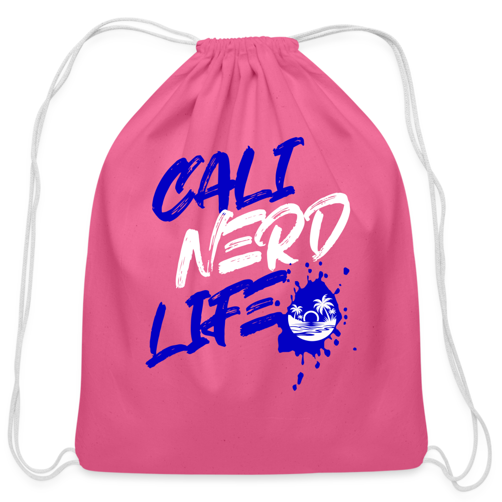 Cali Nerd Life Graphic Cotton Drawstring Bag - pink