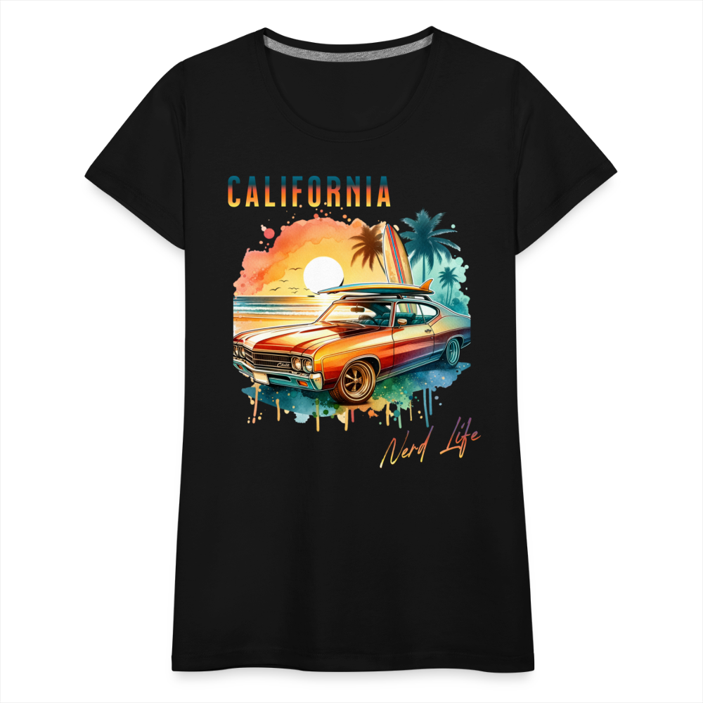 California Nerd Life Sunset Graphic Women’s Premium T-Shirt - black