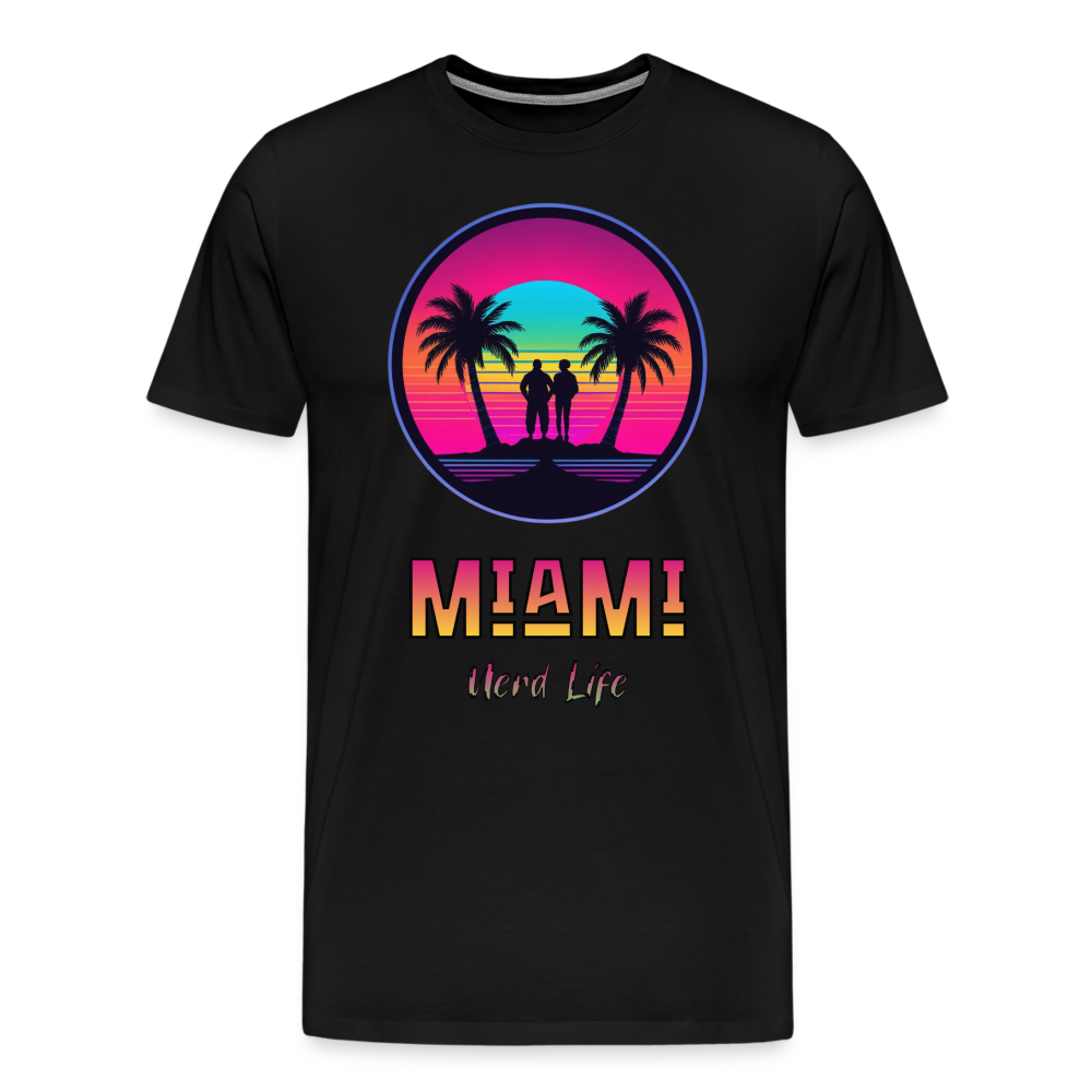 Miami Nerd Life Neon Graphic Men's Premium T-Shirt - black