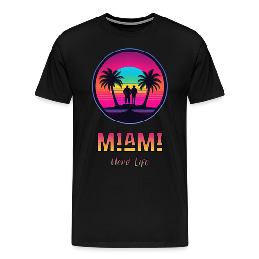 Miami Nerd Life Neon Graphic Men's Premium T-Shirt - black