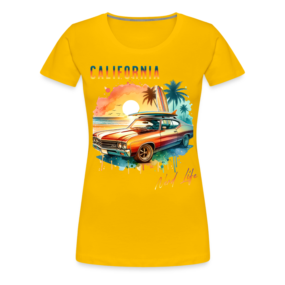 California Nerd Life Sunset Graphic Women’s Premium T-Shirt - sun yellow