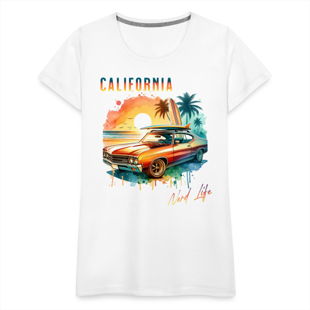 California Nerd Life Sunset Graphic Women’s Premium T-Shirt - white