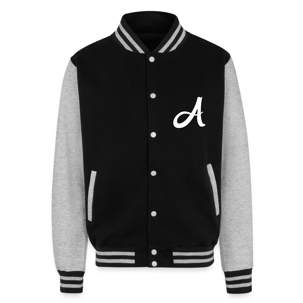 ATL Nerd Life Just Hoods Heavyweight Letterman Jacket - black/heather grey