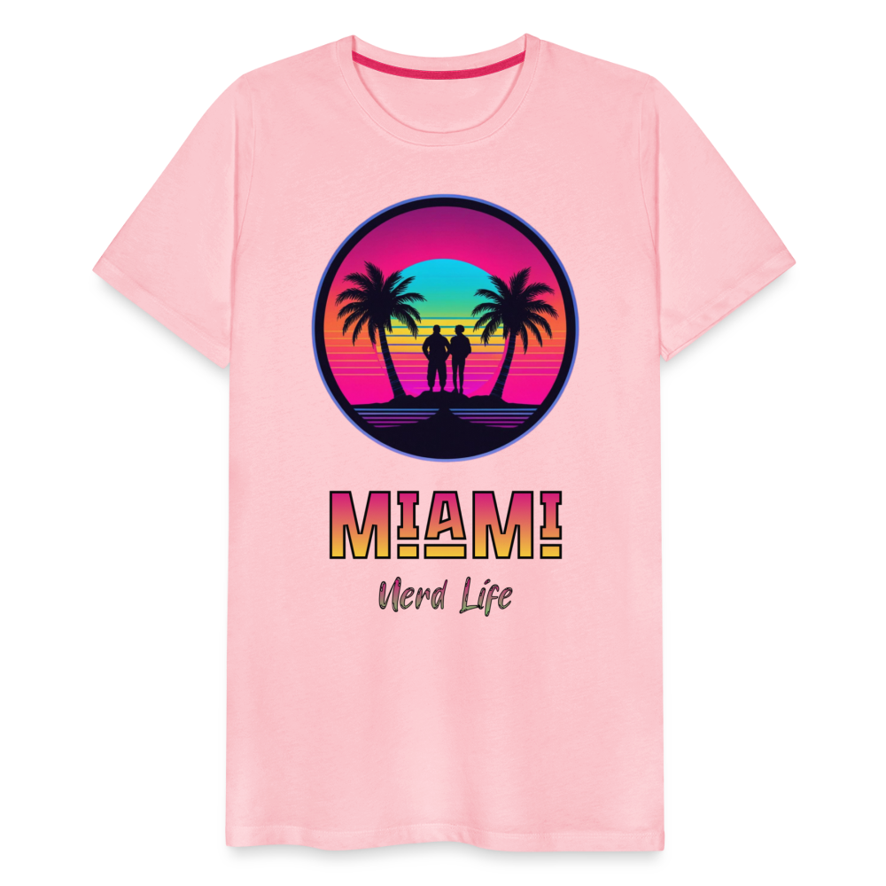 Miami Nerd Life Neon Graphic Men's Premium T-Shirt - pink