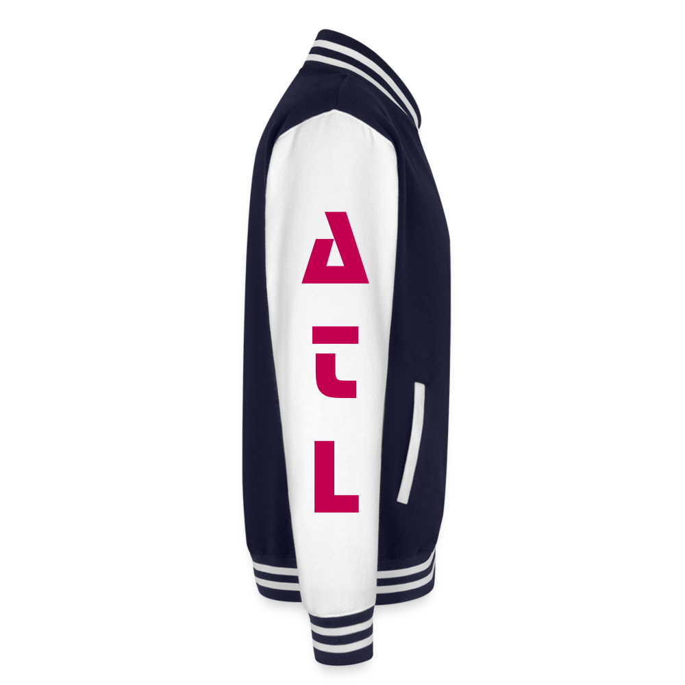 ATL Nerd Life Just Hoods Heavyweight Letterman Jacket - navy/white