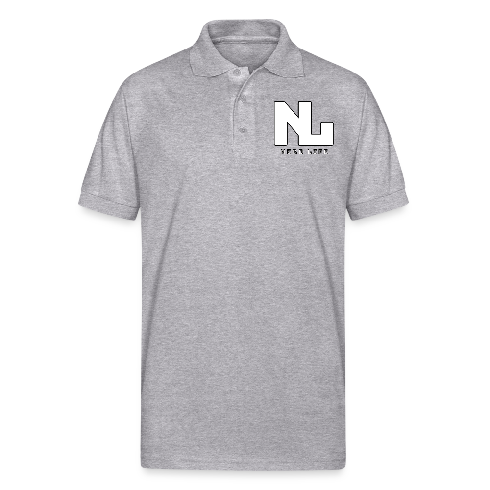 Nerd Life Logo Gildan Unisex 50/50 Jersey Polo - heather gray