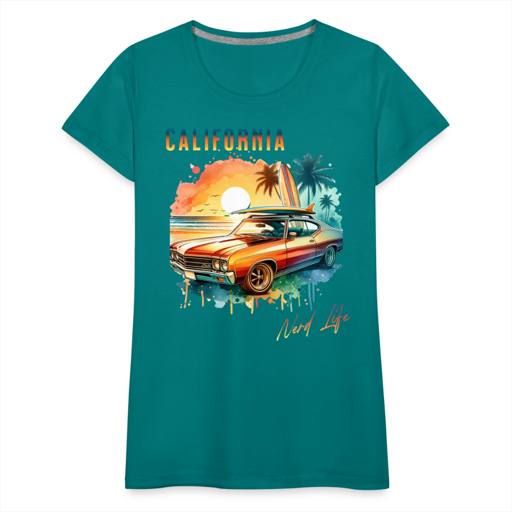 California Nerd Life Sunset Graphic Women’s Premium T-Shirt - teal