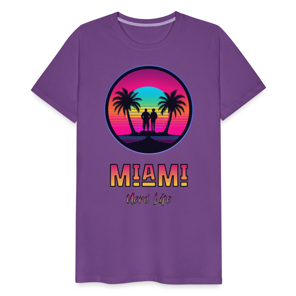 Miami Nerd Life Neon Graphic Men's Premium T-Shirt - purple