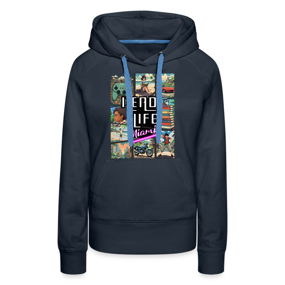 Nerd Life Miami Graphic Women’s Premium Hoodie - navy