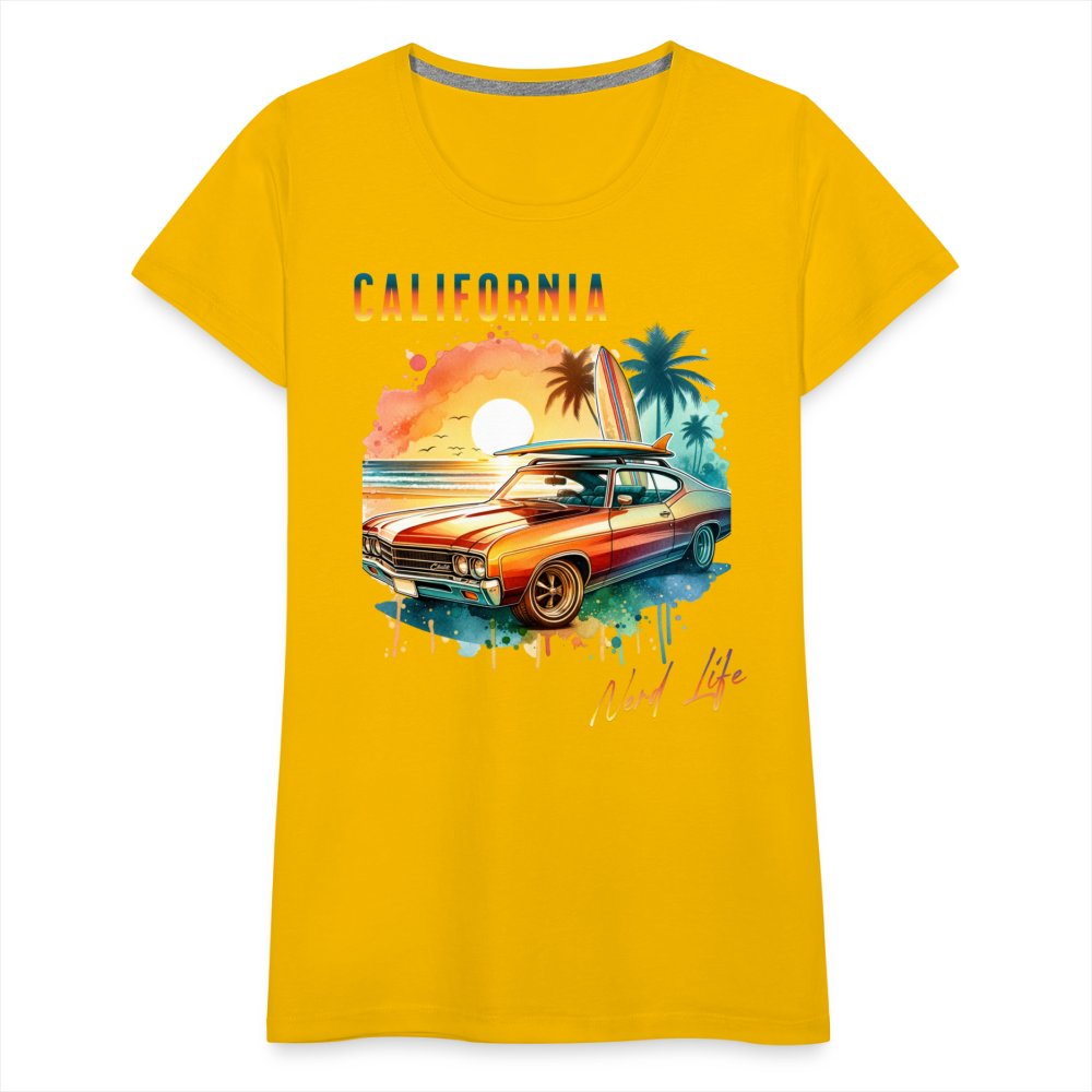 California Nerd Life Sunset Graphic Women’s Premium T-Shirt - sun yellow