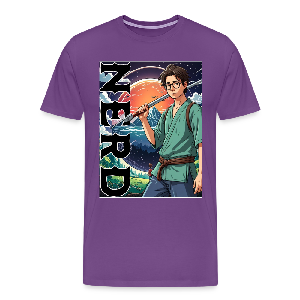 Anime Nerd Graphic Men's Premium T-Shirt - purple