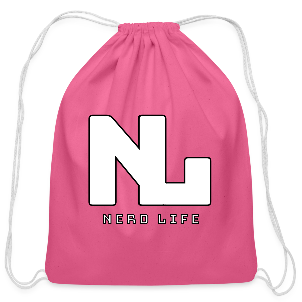 Nerd Life Graphic Cotton Drawstring Bag - pink