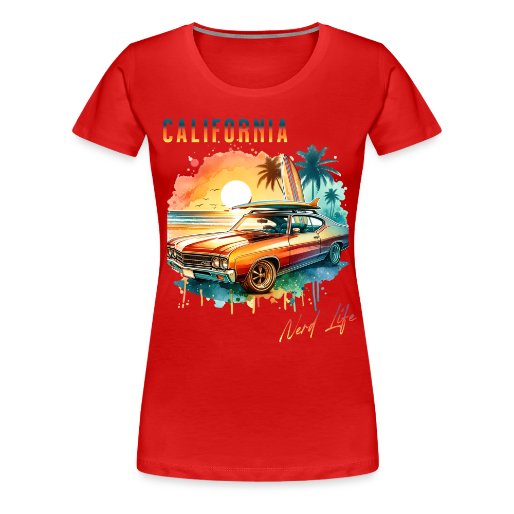 California Nerd Life Sunset Graphic Women’s Premium T-Shirt - red