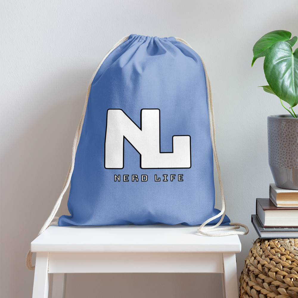 Nerd Life Graphic Cotton Drawstring Bag - carolina blue