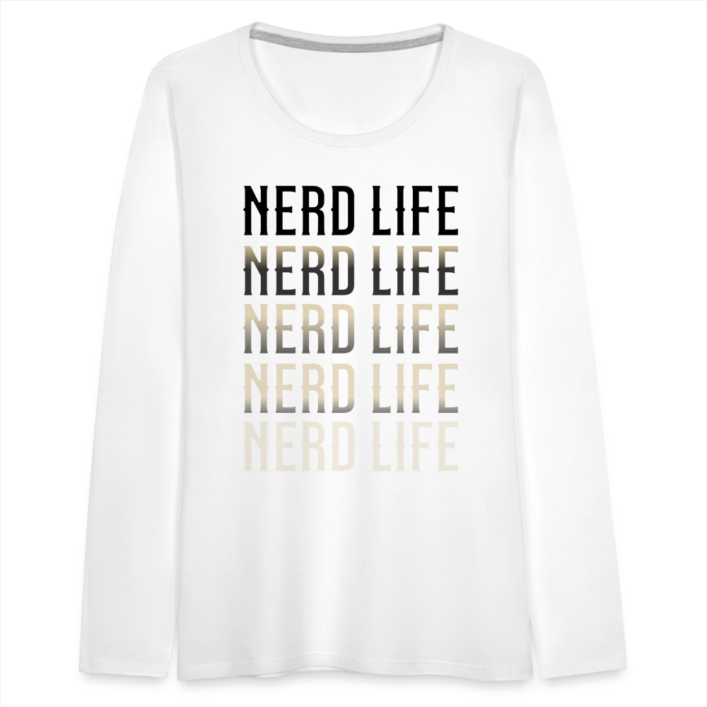 Nerd Life Repeat Fader Women's Premium Long Sleeve T-Shirt - white