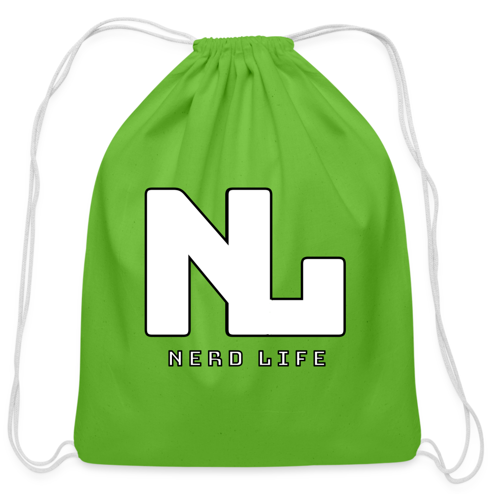 Nerd Life Graphic Cotton Drawstring Bag - clover