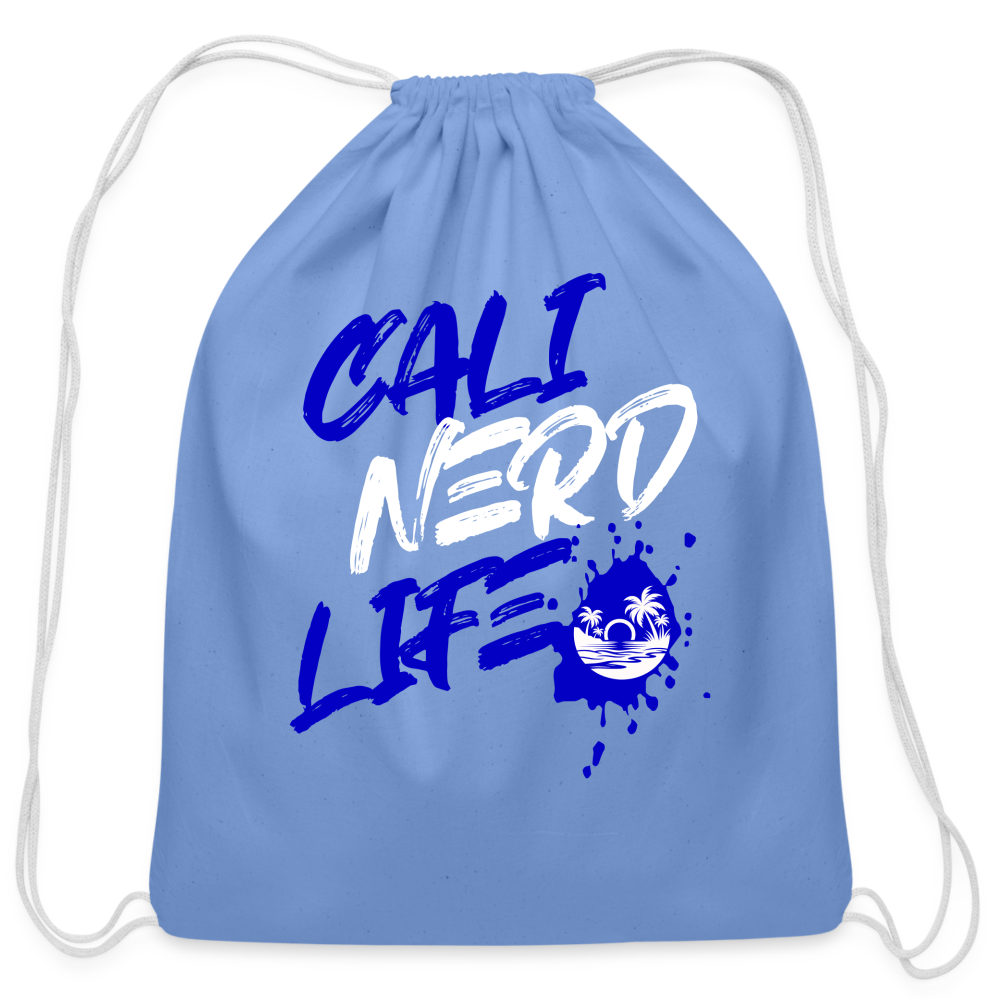 Cali Nerd Life Graphic Cotton Drawstring Bag - carolina blue