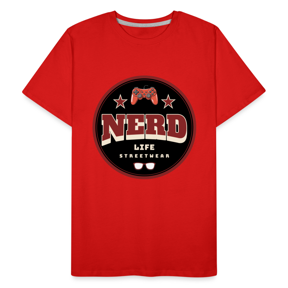 Nerd Life Circle Graphic Men’s Premium Organic T-Shirt - red