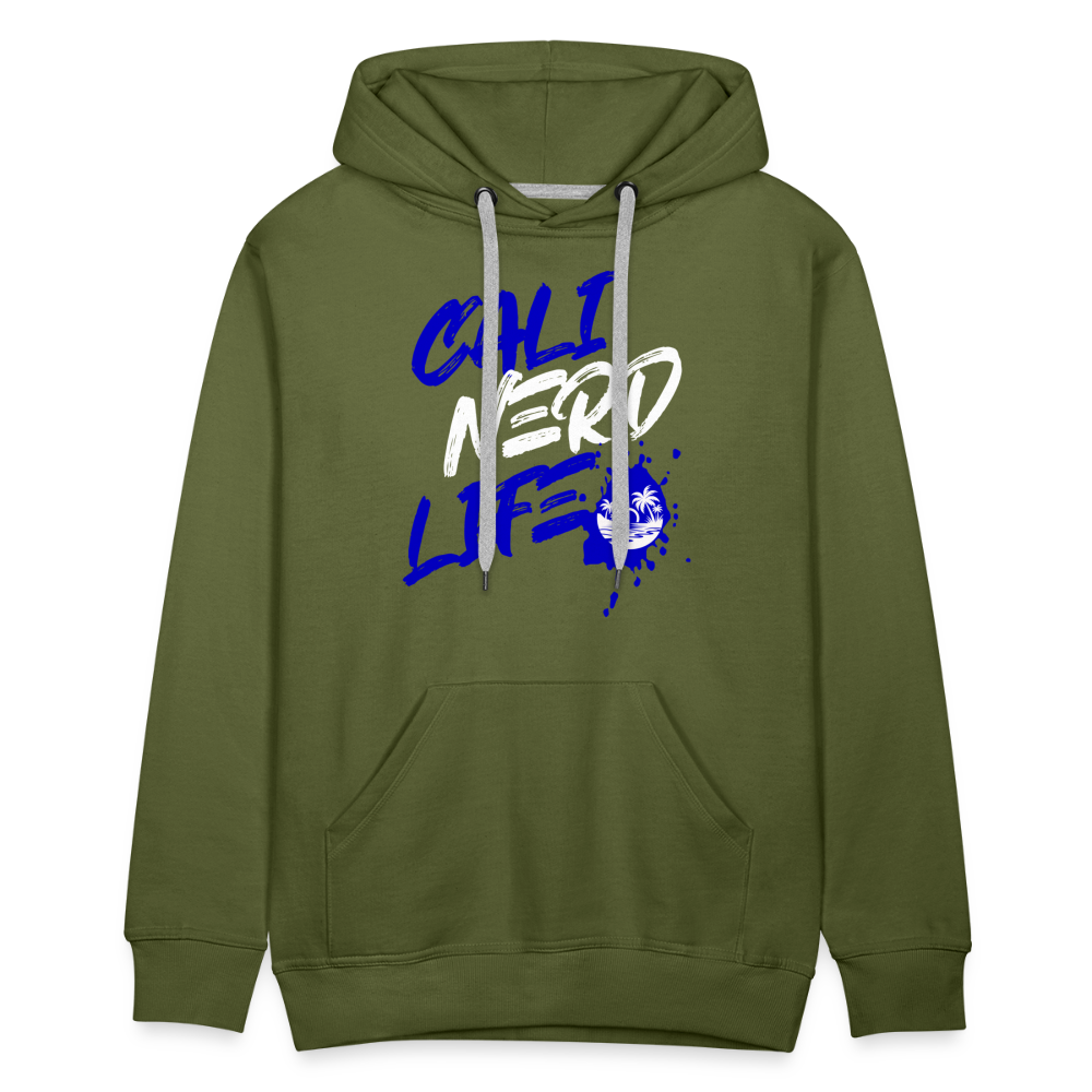 Cali Nerd Life Graphic Men’s Premium Hoodie - olive green